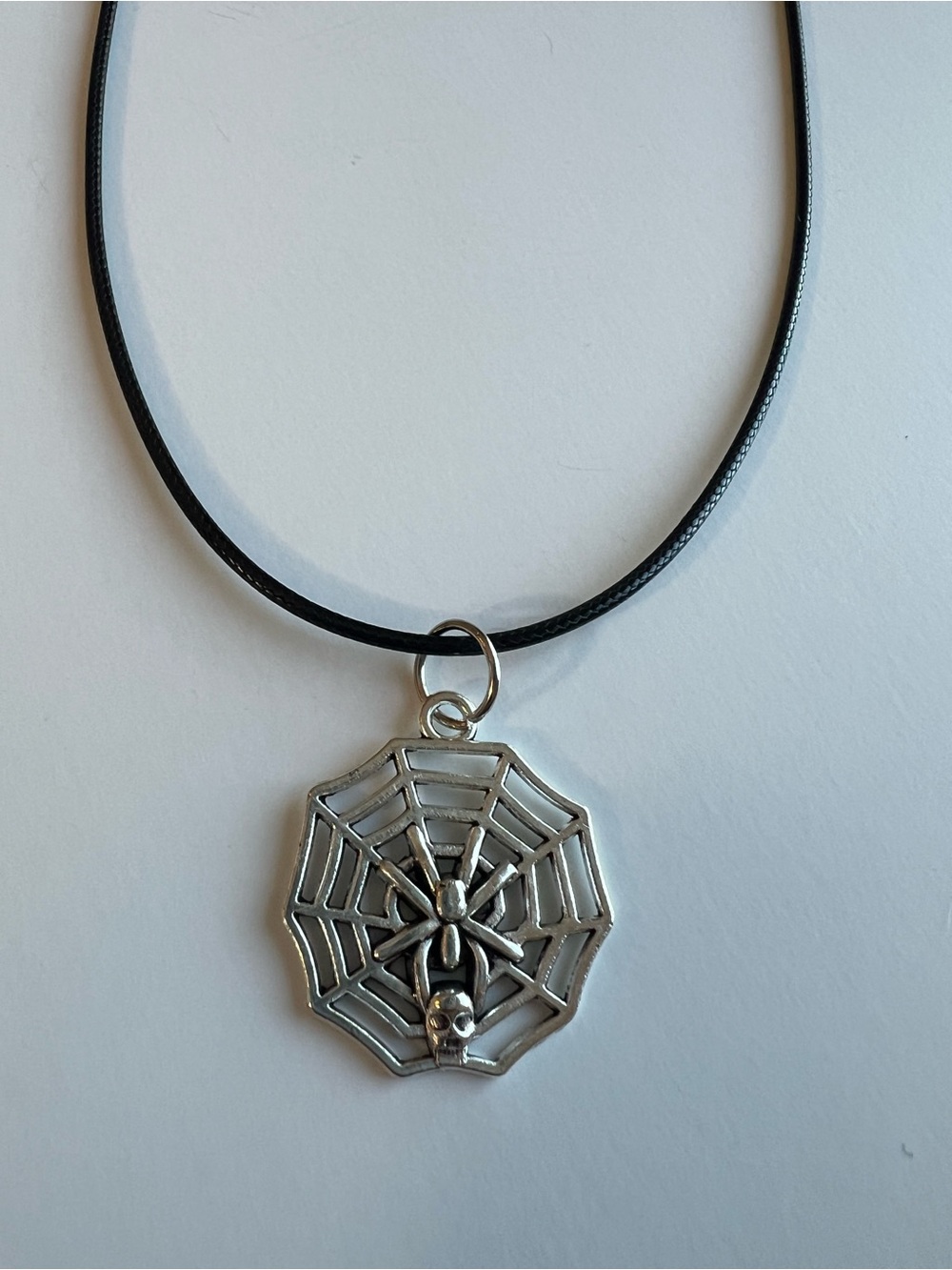 Silver Spider Web Pendant Necklace - Women's Jewelry Men’s / Halloween /Gothic